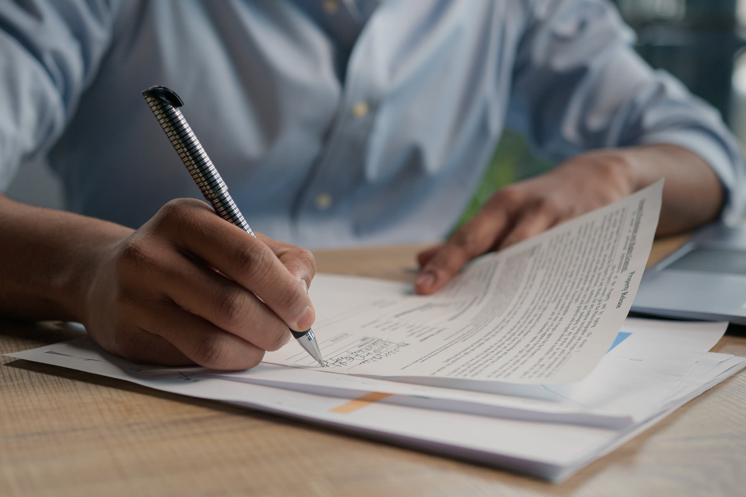 man with business water paperwork